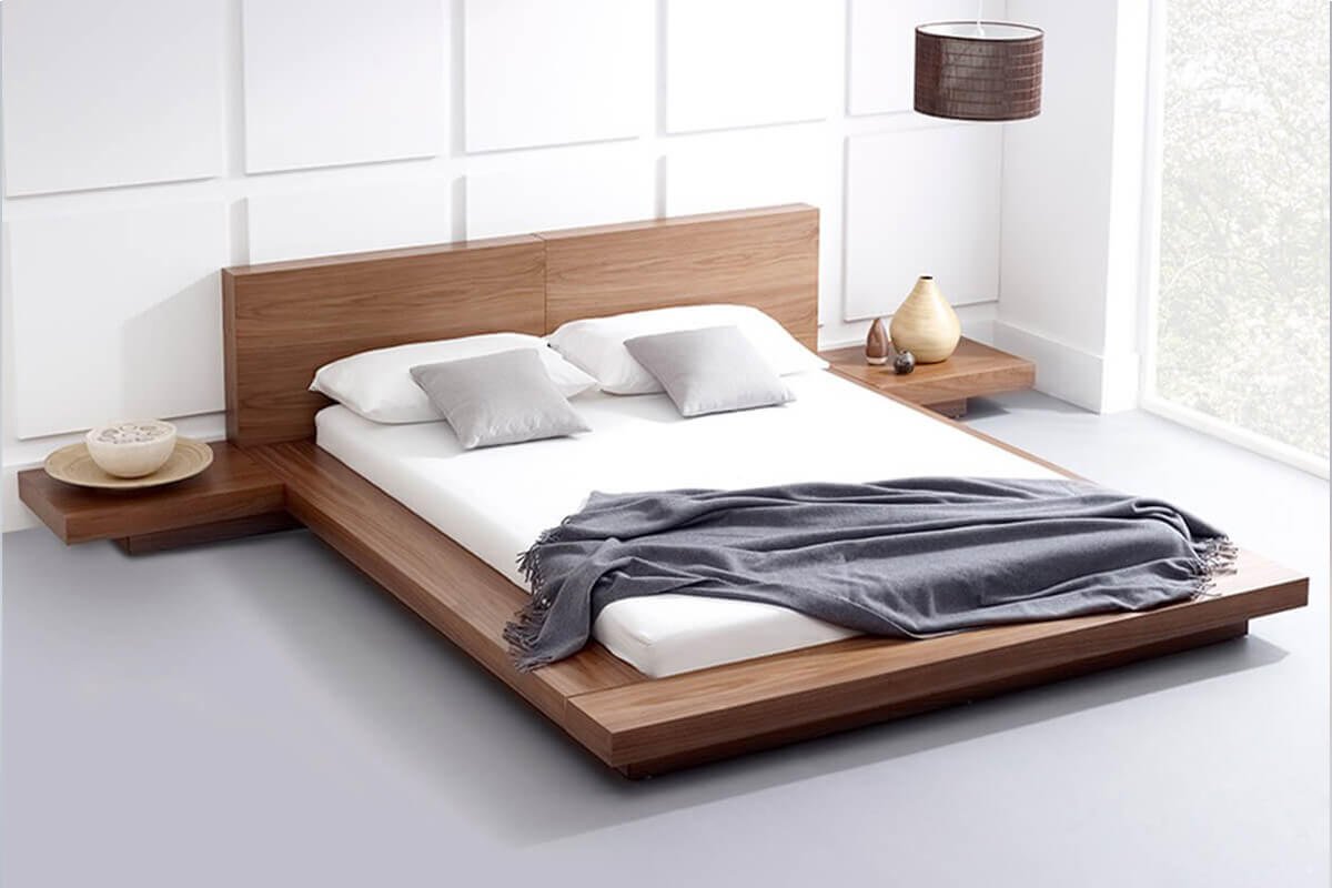 Деревянная кровать в стиле минимализм фото